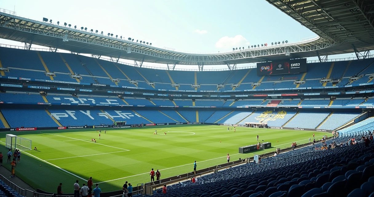 Estádio de futebol com arquibancadas vazias em um torneio alternativo