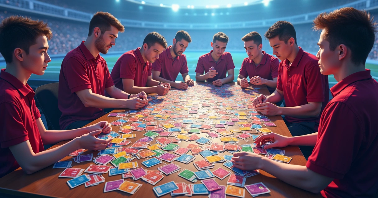 Mesa exibindo cartas especiais usadas nos jogos da Kings League 