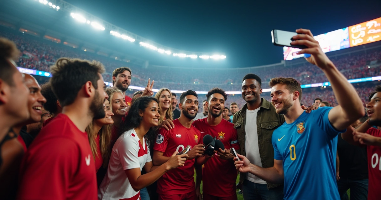 Influenciadores digitais participando de evento esportivo ao lado de atletas 
